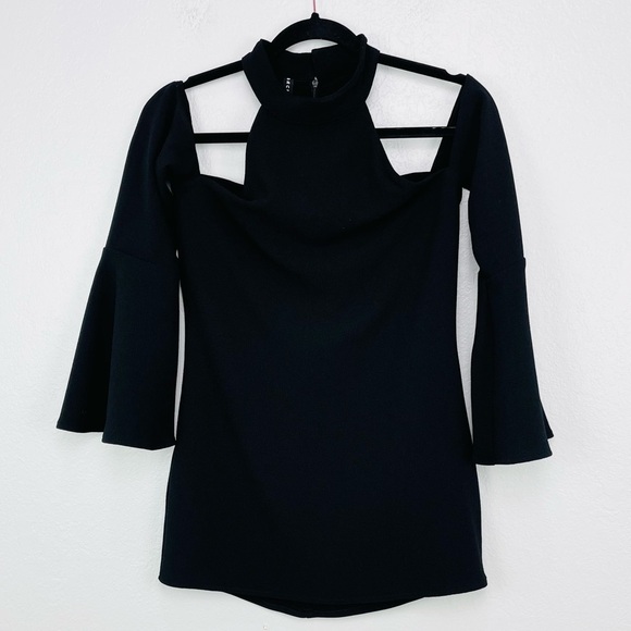 Revolve | Backstage Marribel Drop Shoulder Halter Top Mini Dress in Black - Picture 5 of 12